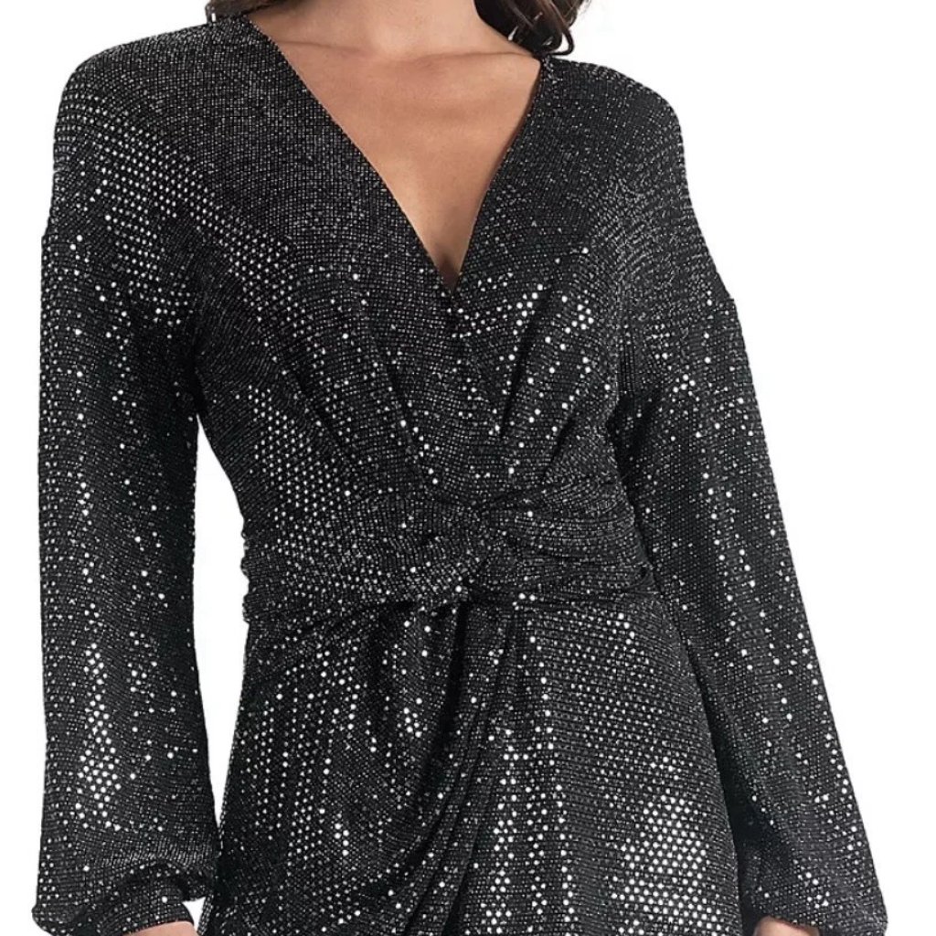 Elan Sparkle Is A V-Neck Style Dress.